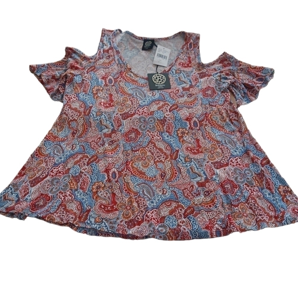 Bobeau Cut Out Shoulder Top